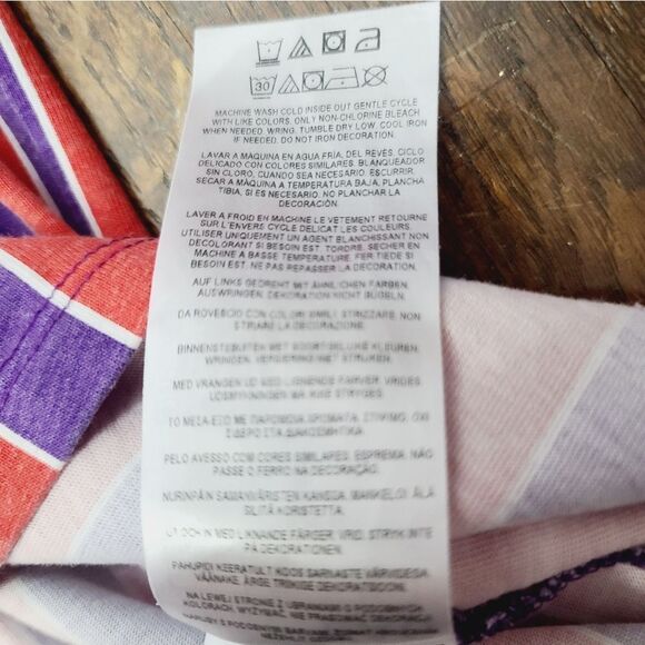 Y2K Guess Retro Red Purple Striped Classic Logo Long Sleeve T-shirt - Picture 6 of 16